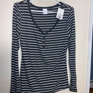 Grey and white striped top